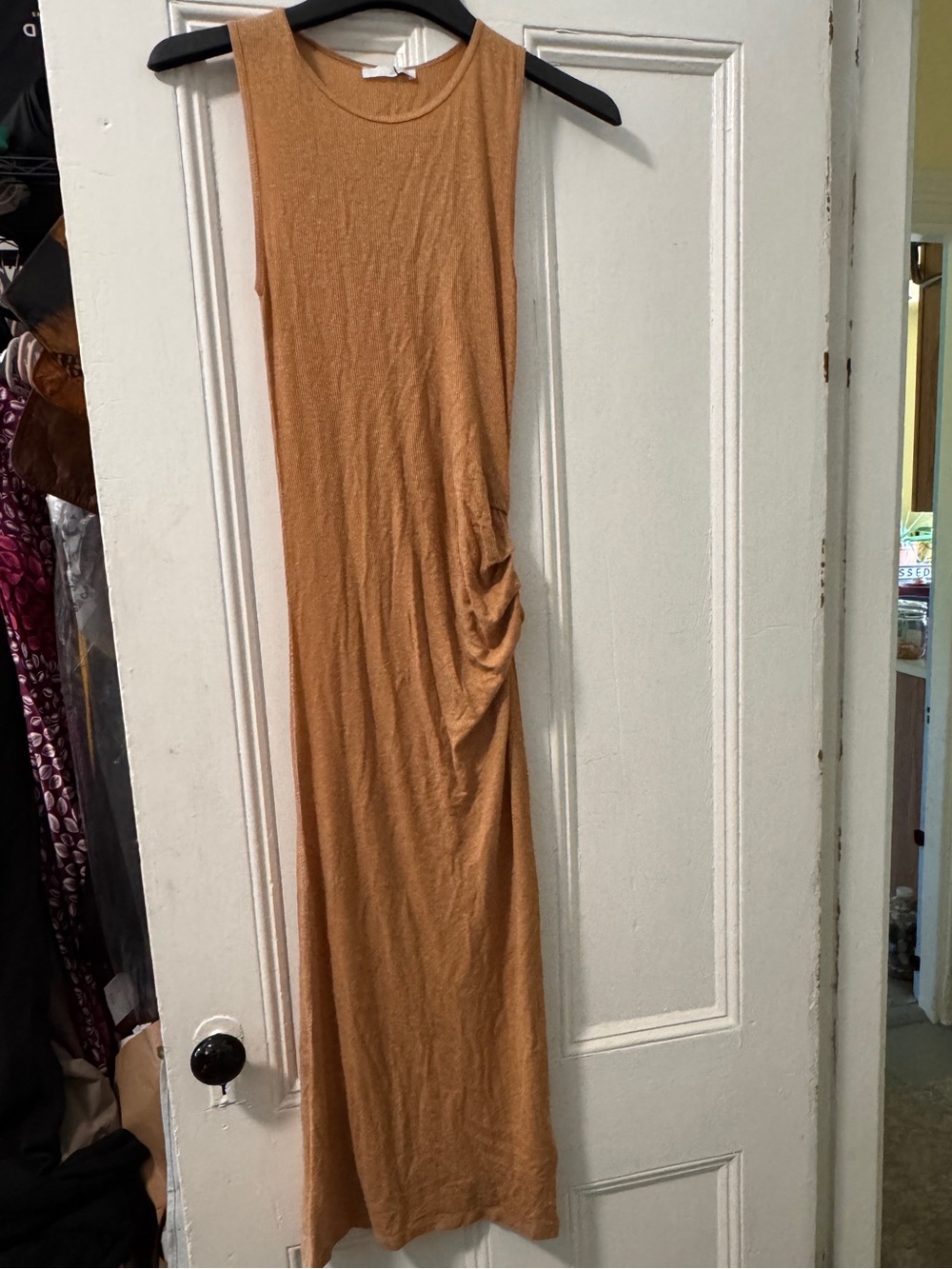 Zara Sleeveless Midi Dress in Camel Tan